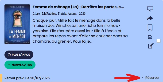 Cliquez sur "Réserver"